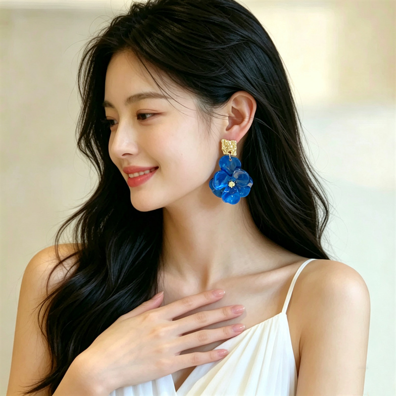 Super Ethereal Flower Big Earrings Beach Vacation Style Exaggerated Cool Niche Ear Accessories