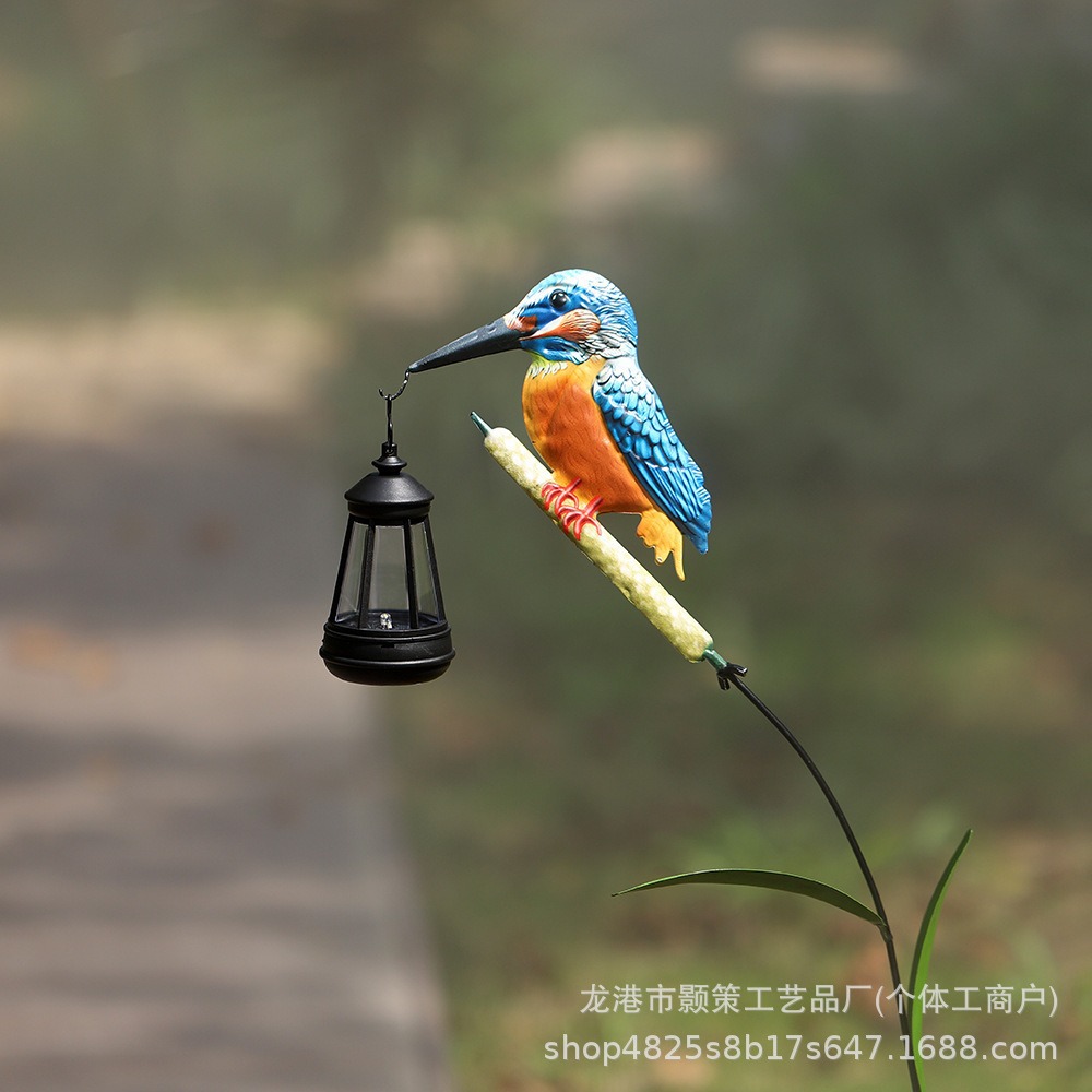 New Solar Bird Lantern Waterproof Outdoor Landscape Light Garden Courtyard Decoration Iron Art Craft