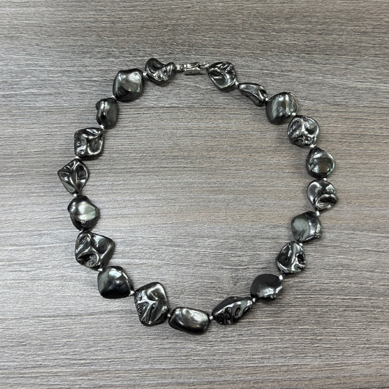 Jewelry Irregular Baroque Pearl Necklace for Women, Plated Tooth-Shaped Beads, Imitation Baroque Style Shell Pearl Accessories