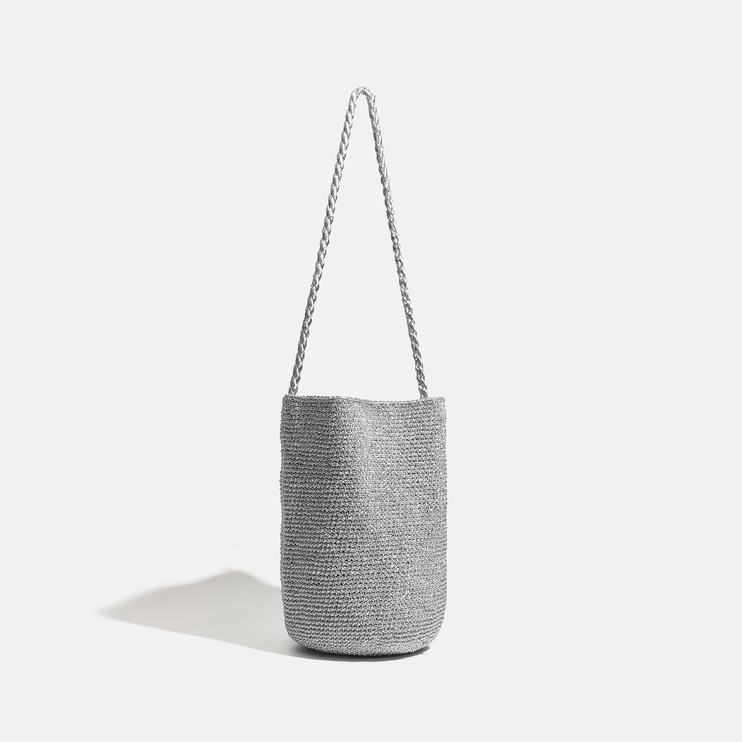Sparkling Blue Niche Hand-Woven Single Shoulder Bag Casual Bucket Bag Handheld Bag Underarm Bag