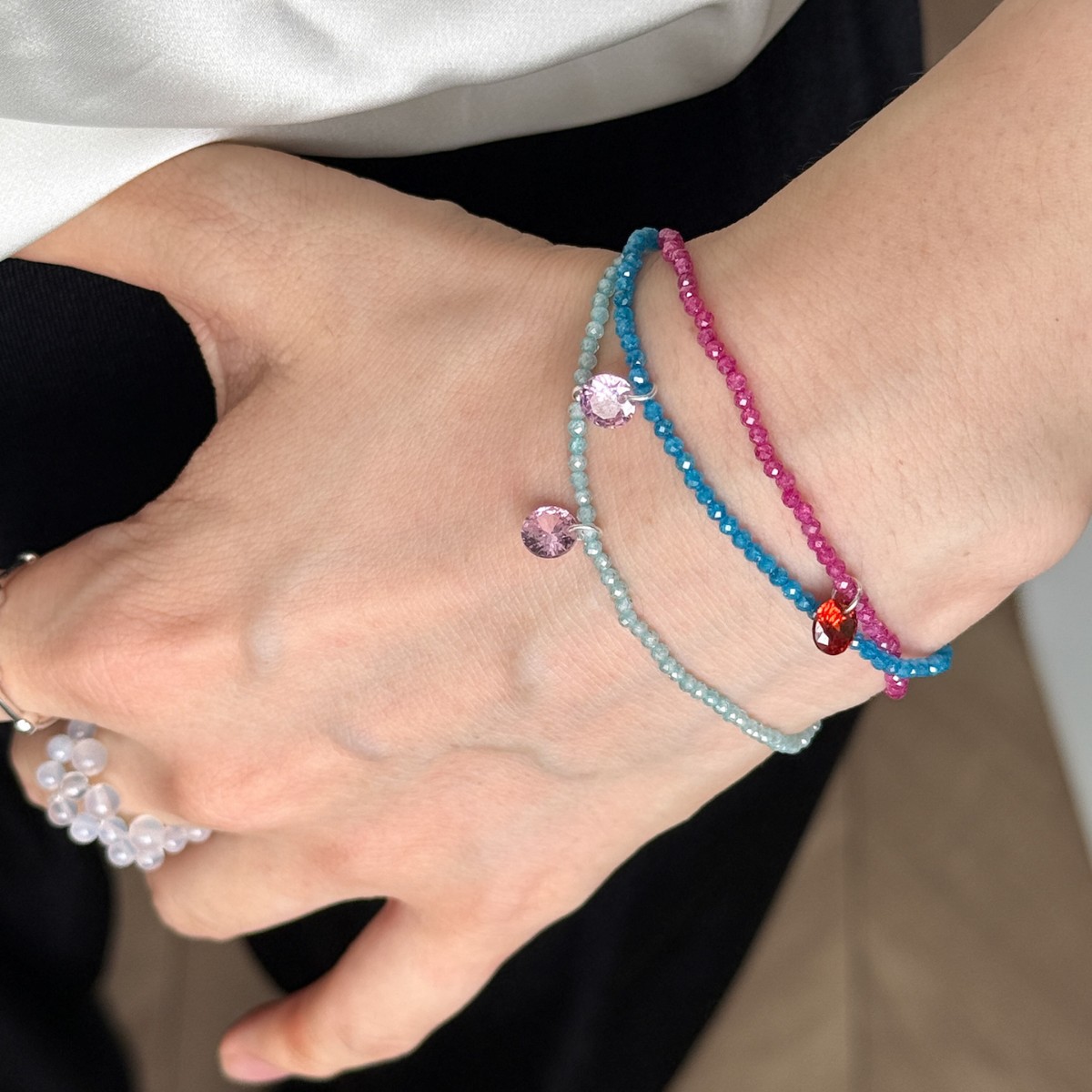 Dopamine candy color series self-made small colorful sugar super flash zircon gemstone pendant bracelet simple