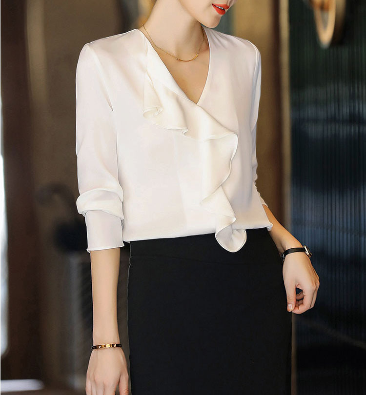 2026 Early Autumn New S536 Heavyweight Silk Shirt Women Ruffle Mulberry Silk Top
