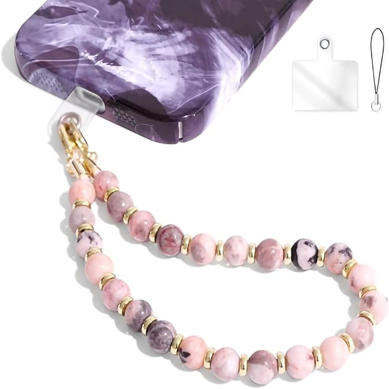 Pendant Beaded Phone Chain Stone Amethyst Obsidian Natural Stone Hanging Decoration