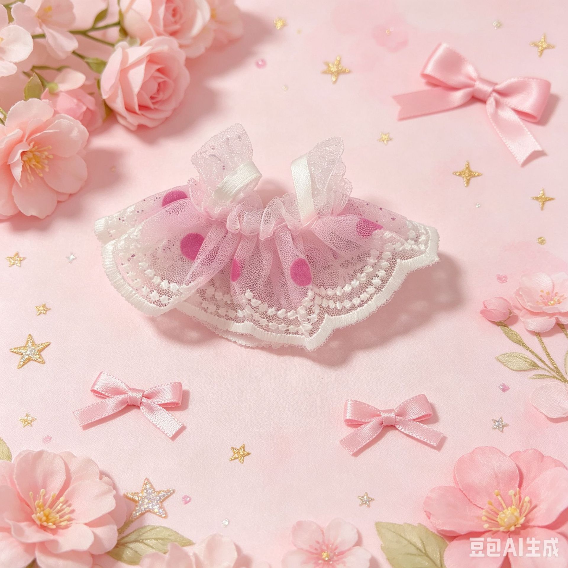 KT doll clothes double layer shoulder strap grid dot lace skirt mini skirt diy accessory toy dress up doll clothes