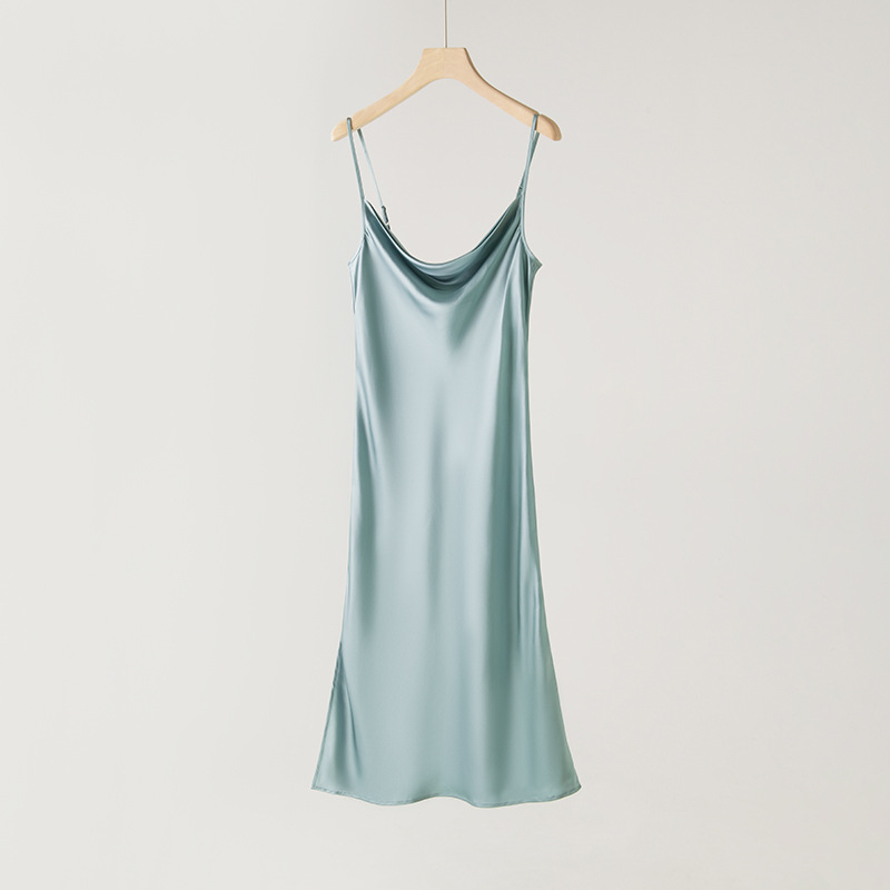 Summer Silk Camisole Dress for Women Cowl Neck Satin Dress Slim Fit Inner Wear Vest Dress