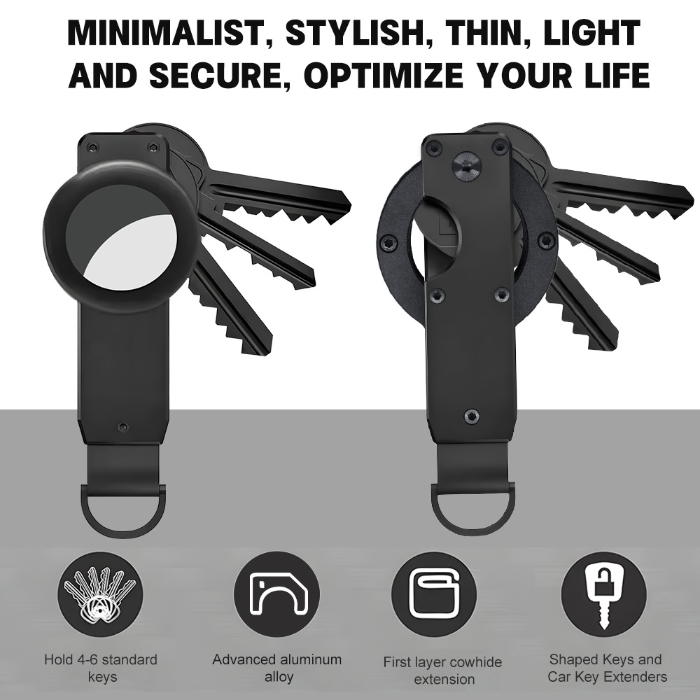 New Metal Keychain Aluminum Air Tag Key Organizer Buckle Key Clip Holds 2-6 Keys