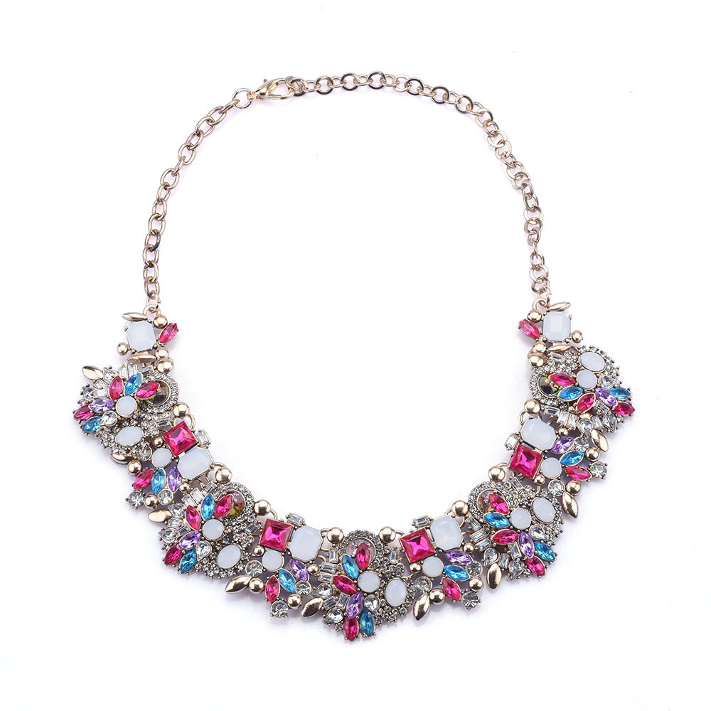 Short necklace women's jewelry full diamond exaggerated floral necklace clothing accessories