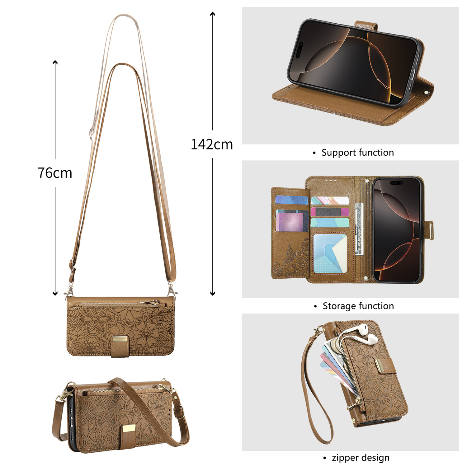 Elegant for iPhone18 flip phone leather case Apple 18 phone case flower and leaf 16 wallet 15 case