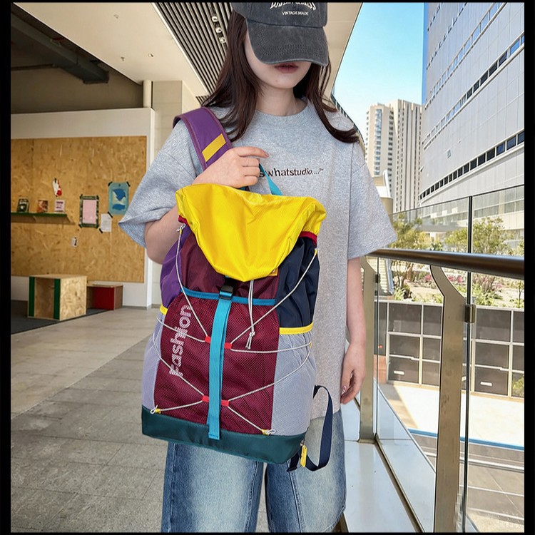 2026 New Color-blocked Badminton Bag Men and Women Large Capacity Sports Leisure Backpack Outdoor Contrast Color Travel Backpack