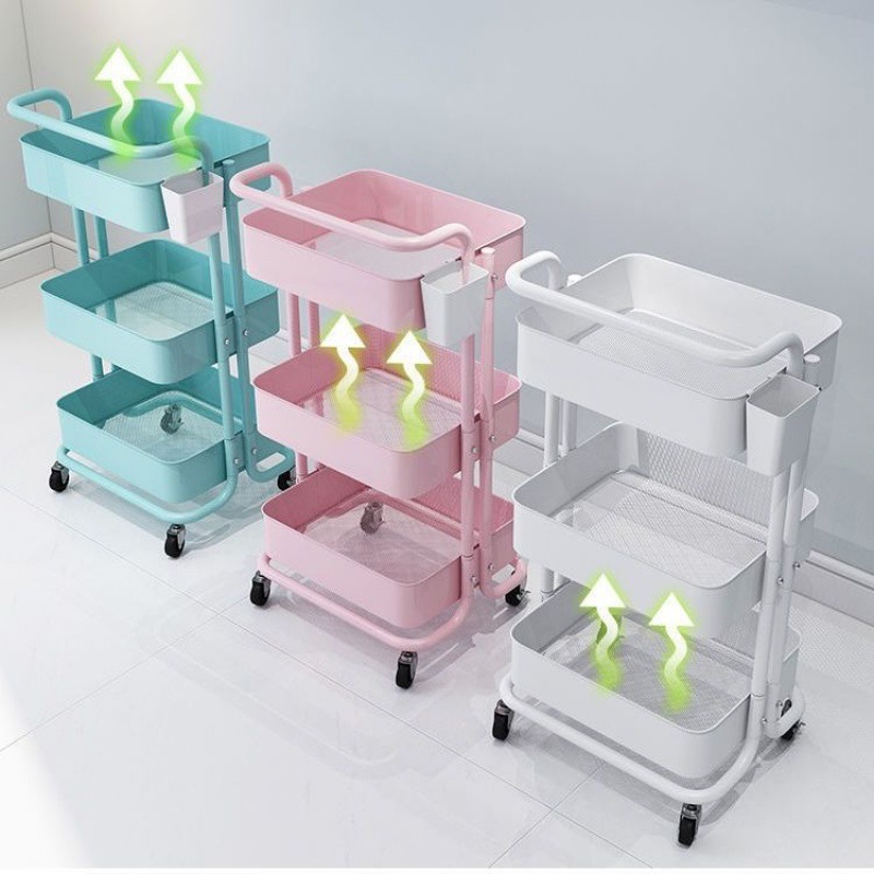 Kitchen multi-layer storage cart with wheels storage rack movable multifunctional shelf baby products small push cart
