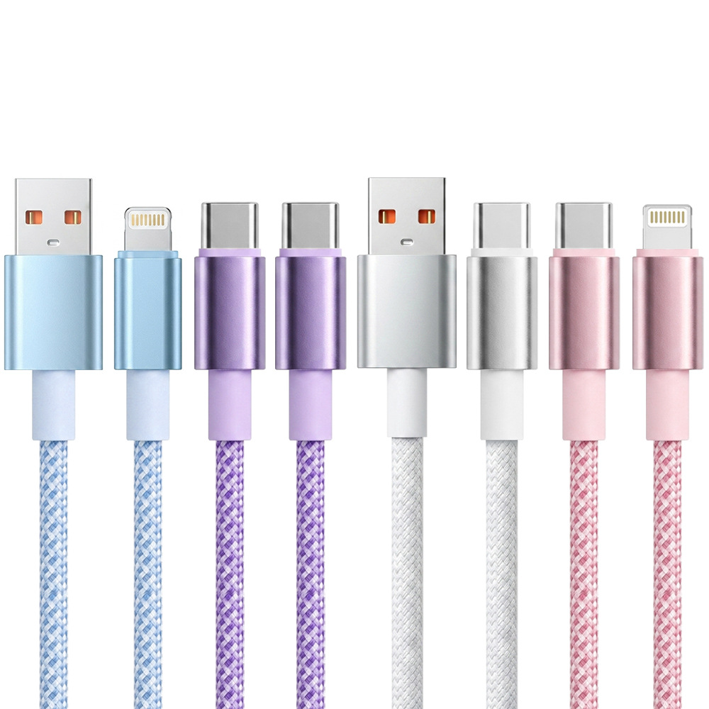 Dedicated Aluminum Shell Braided Fast Charging Data Cable for Apple Huawei Phone PD27W Dual Type-C Charging Cable