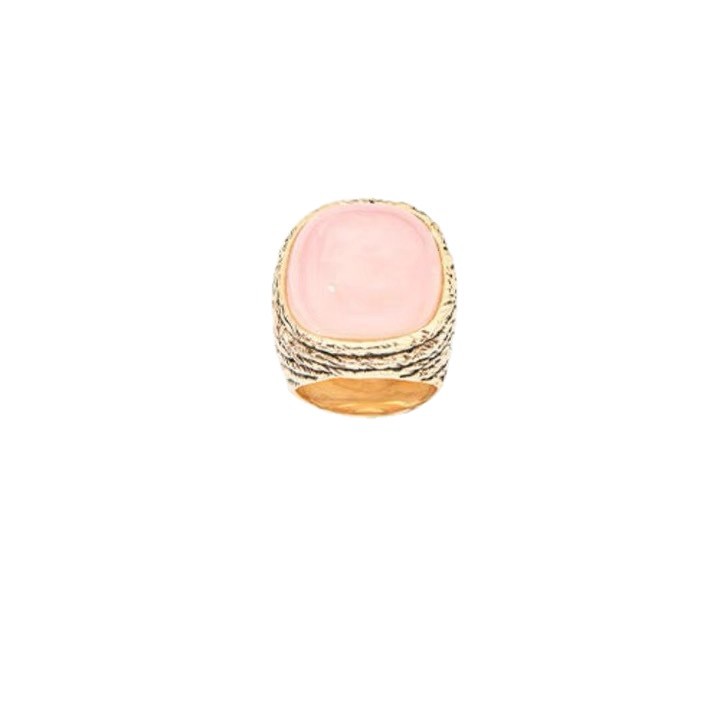 French AB pink crystal ring for women, metallic sense exaggerated turquoise index finger ring