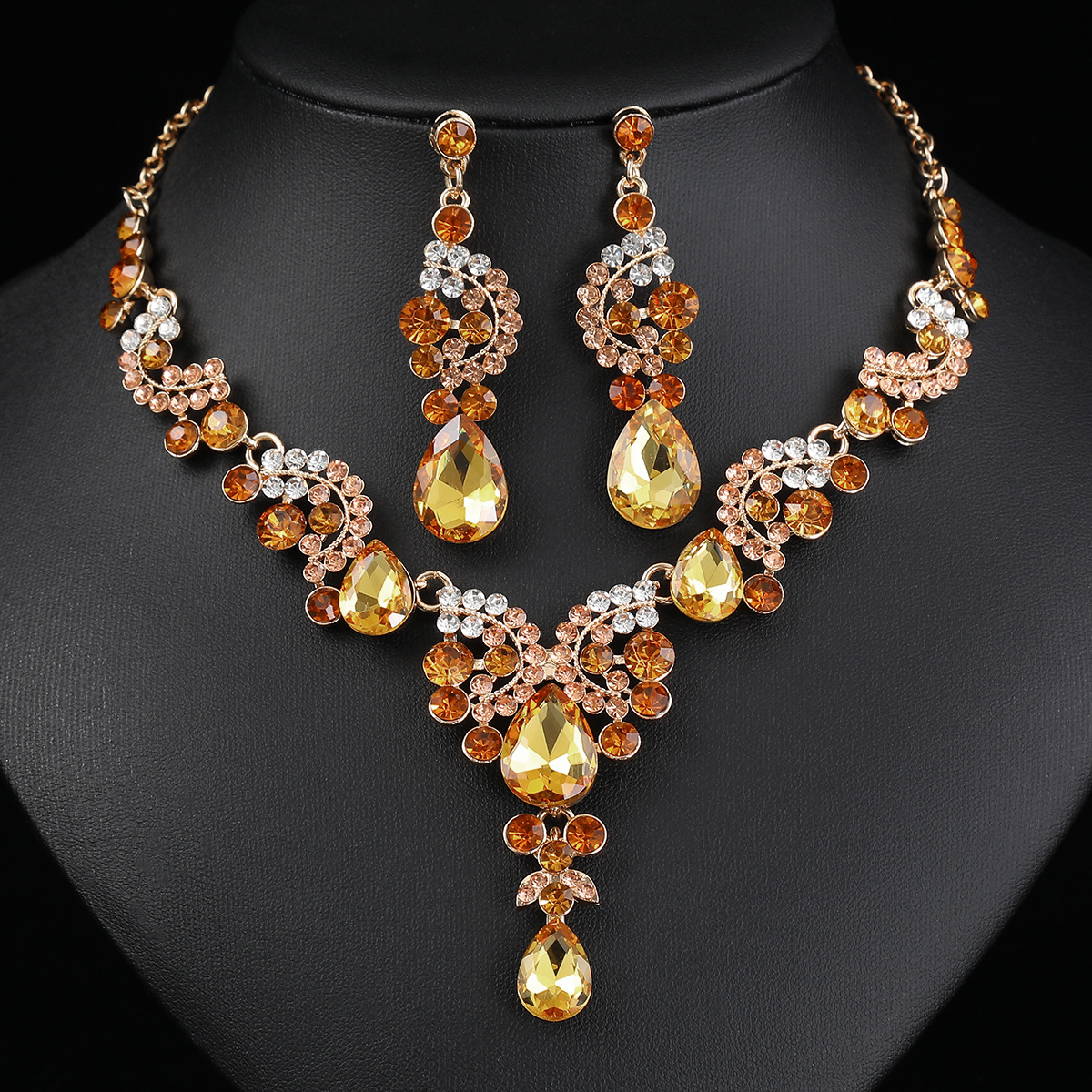 Necklace Earring Set Three-Piece Bride Wedding Dress Accessories New