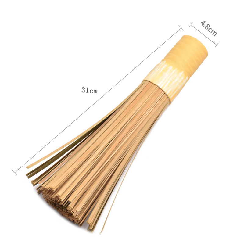 Bamboo long-handled dish brush, commercial kitchen cleaning pot brush, hotel restaurant slanted bamboo pot brush, old-fashioned cooking brush