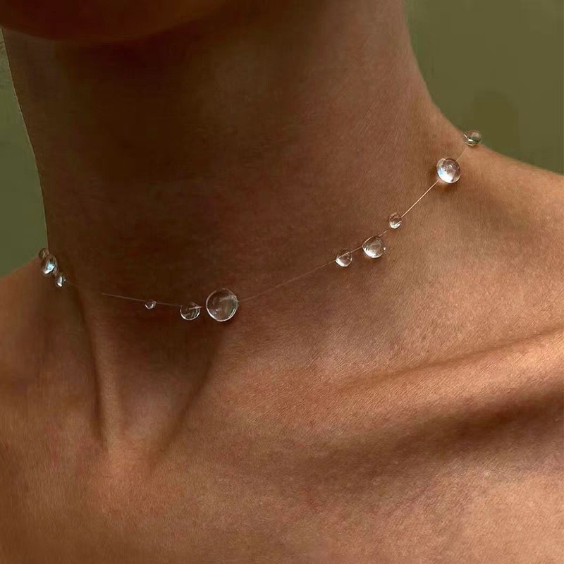 【Morning Dew】Cool Ice Dew Drop Necklace Minimalist Water Drop Earrings
