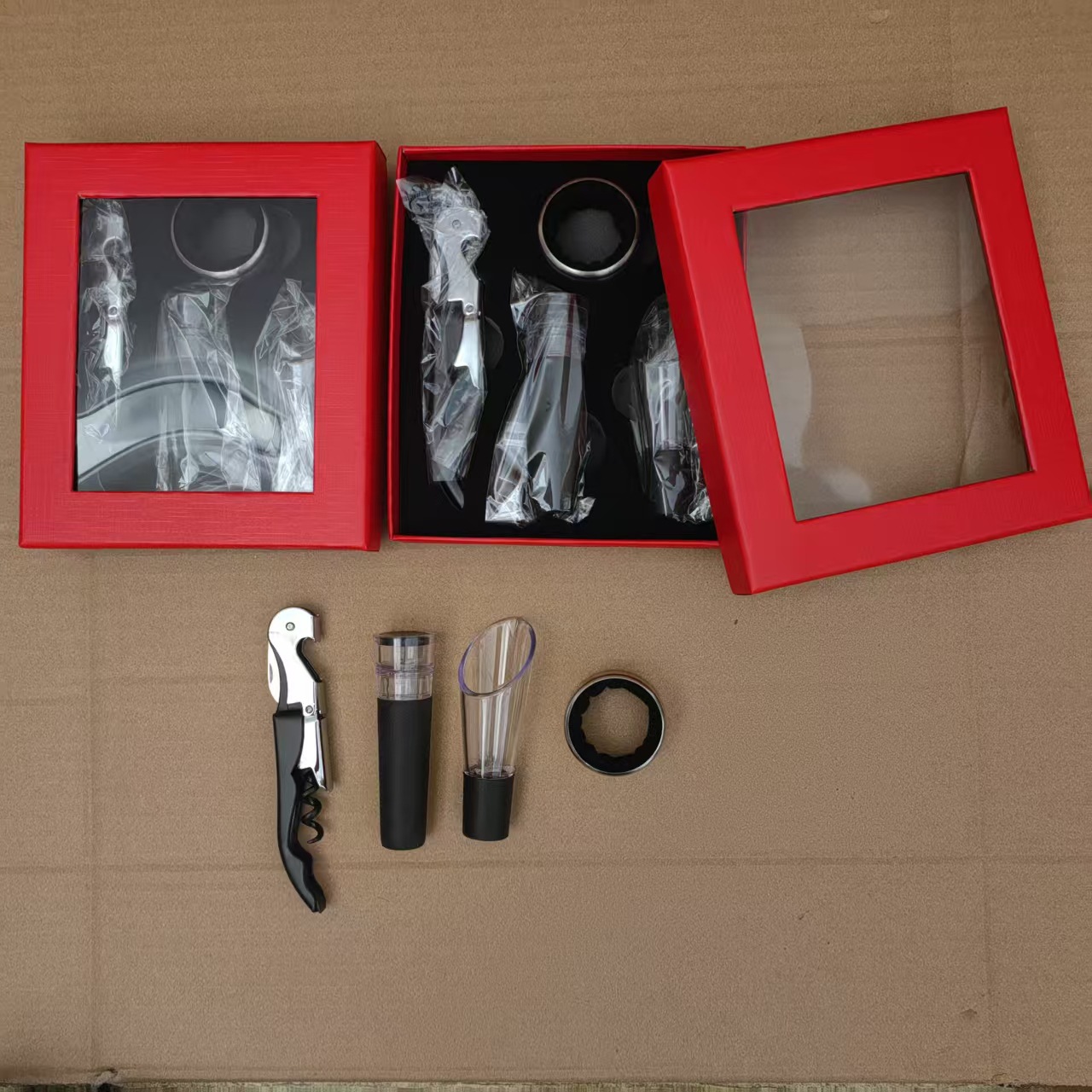 Red Wine Tool Wine Gift Box Set Four-Piece Set Paper Box Set Red Wine Gift Box
