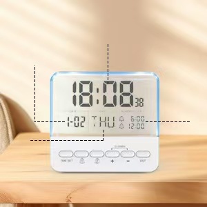 2026 new transparent glass clock LCD seven-color changing luminous electronic alarm clock large screen bedroom bedside clock