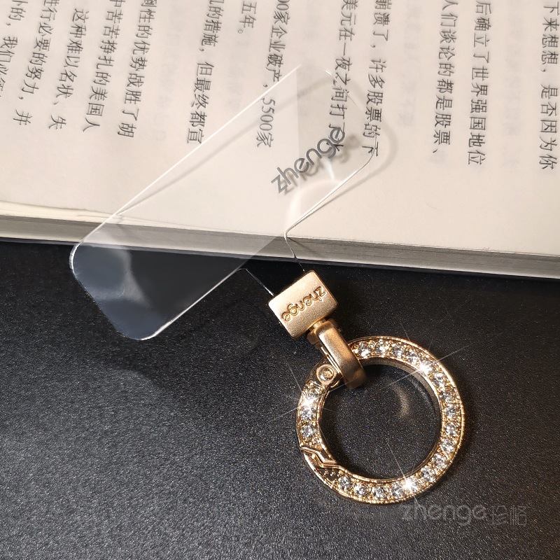 Rhinestone round buckle phone strap swivel head clip piece thin gasket phone chain hanging piece not top shell does not affect charging new