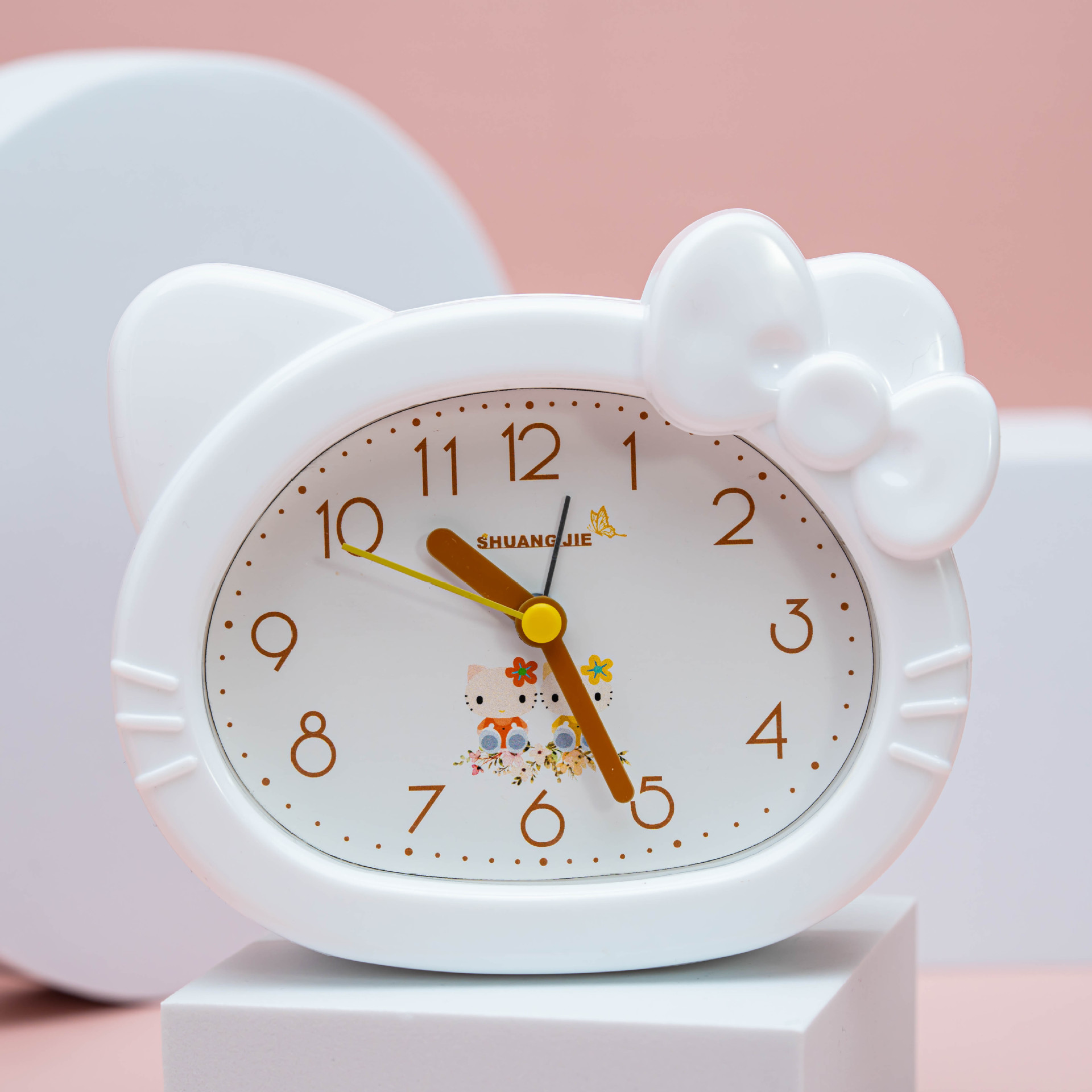 Cat cartoon alarm clock student plastic alarm clock with alarm cute ornament clock