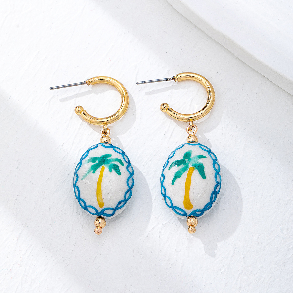 Qingdao Daiwei Accessories 1 Pair Summer Ceramic Printed Lobster Crab Fruit Pendant Women's Earrings