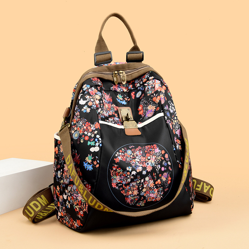 2025 New Women's Backpack Large Capacity Canvas Oxford Cloth Printed Travel Backpack