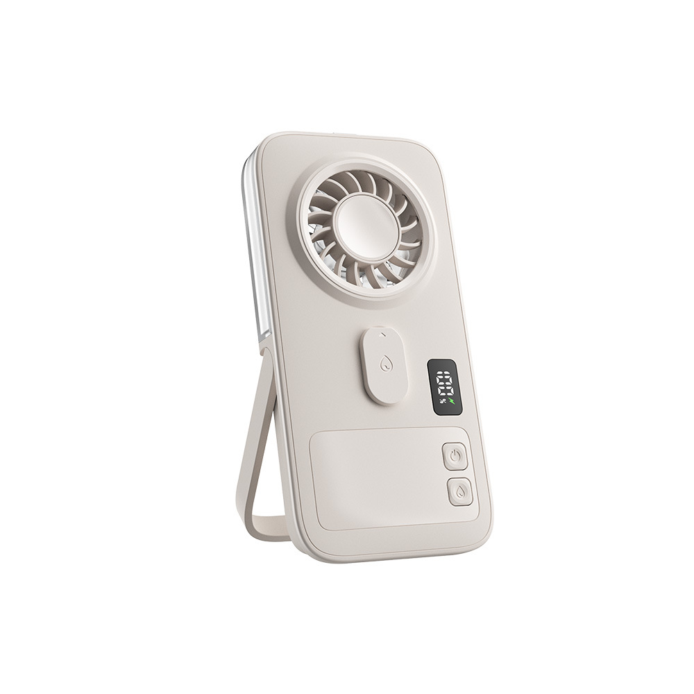 2026 new handheld spray fan, compact and portable, digital display, USB, outdoor humidifying and moisturizing mini fan