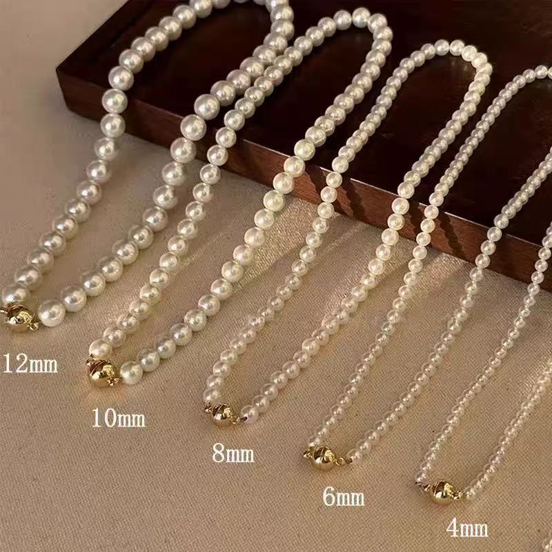 Magnetic clasp pearl necklace for women niche collarbone chain simple neck chain
