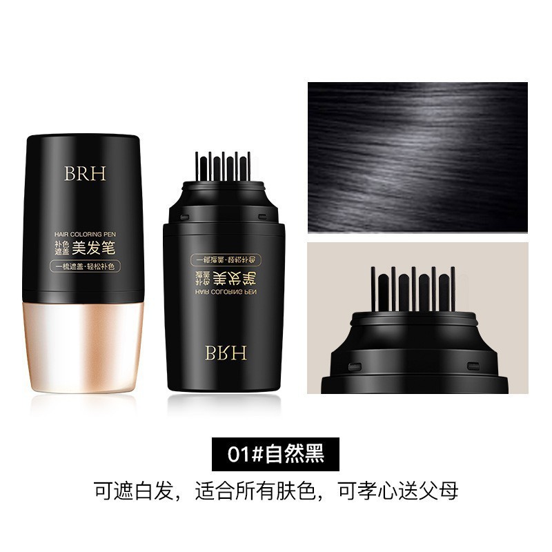 BRH Hair Coloring Pen with Comb, Scalp-Friendly, Covers Gray Hair, Non-Fading, Disposable