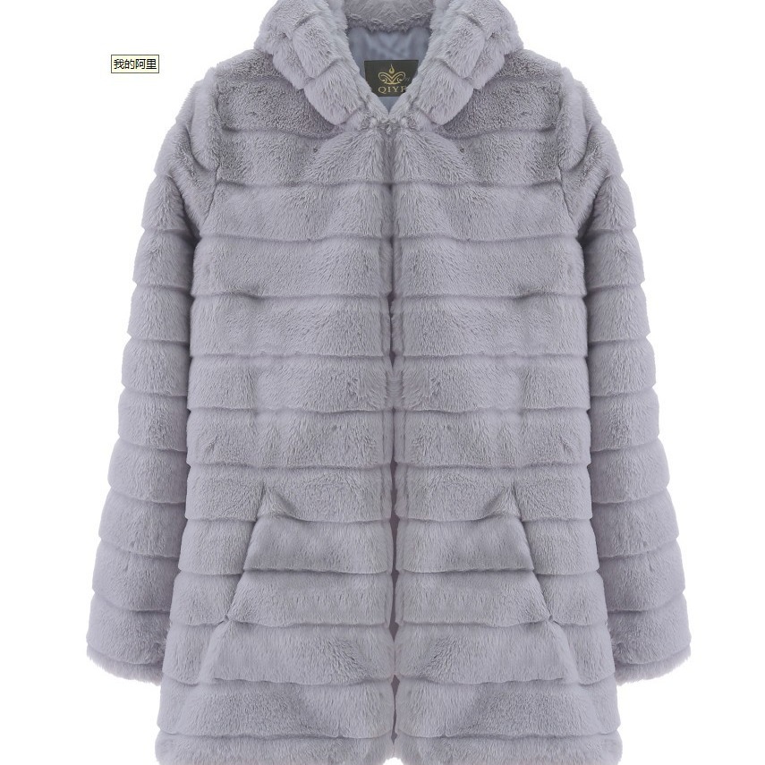 Fur autumn/winter faux fur imitation mink long hooded fur jacket women's coat warm