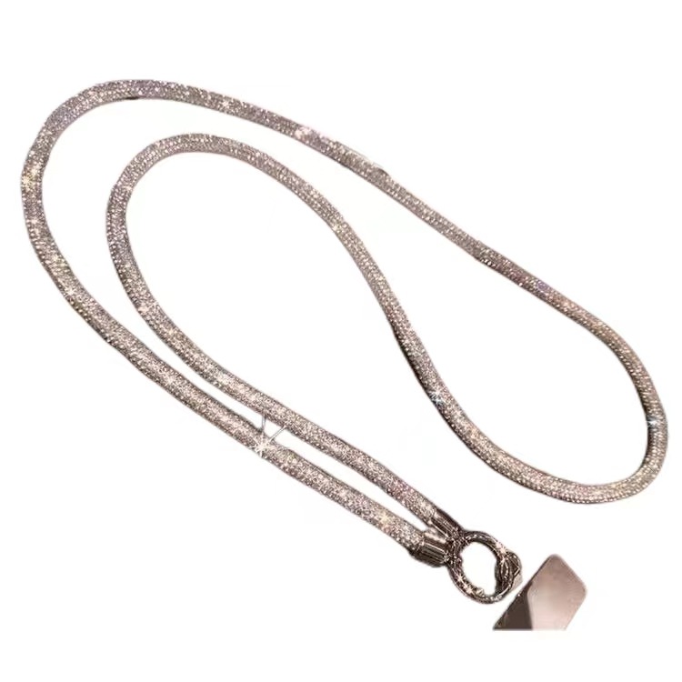 Full rhinestone phone lanyard women small fragrance style long cross shoulder back phone case universal phone chain rope