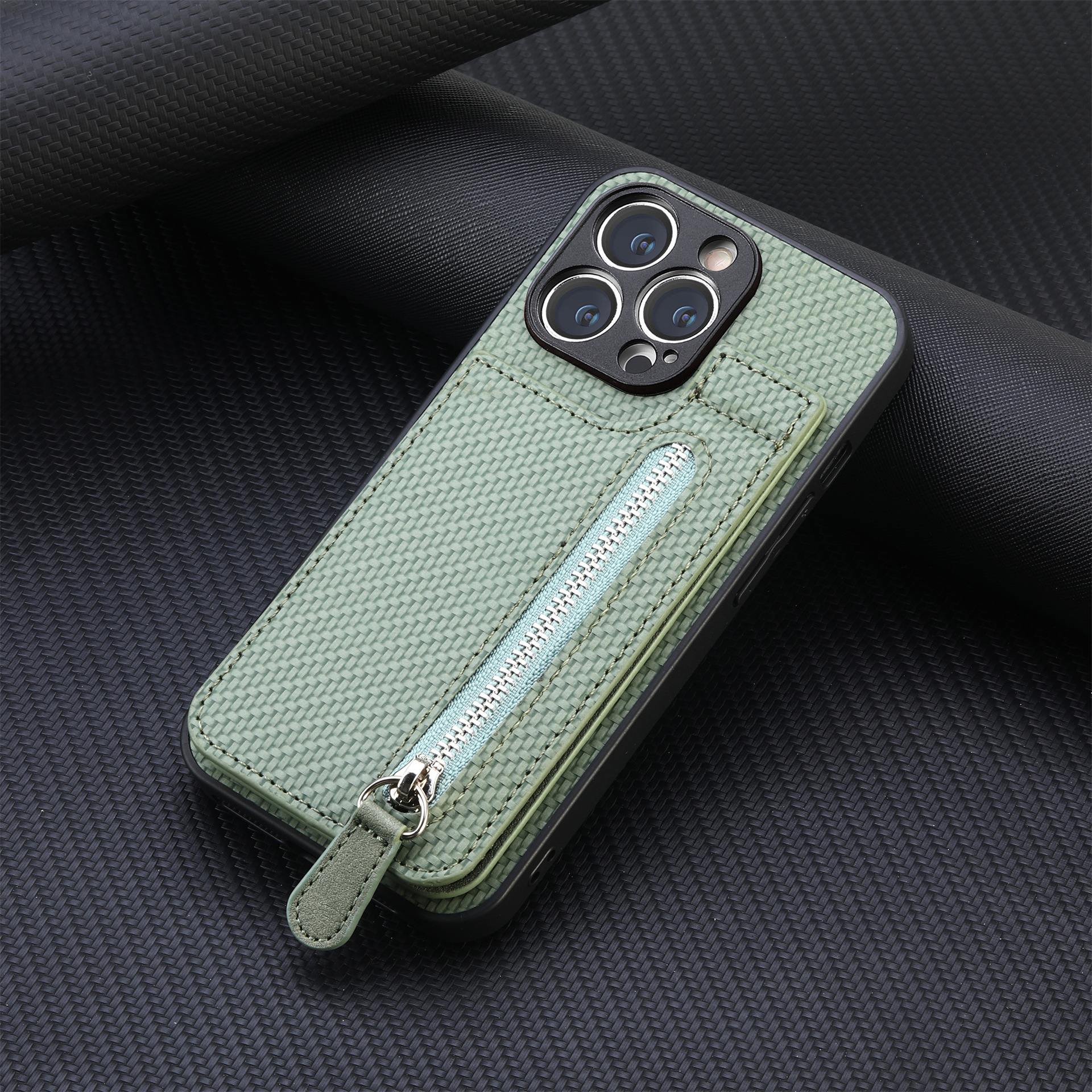 For iphone18 up-down opening card holder phone case wallet style stand zipper bag card slot Apple protective case