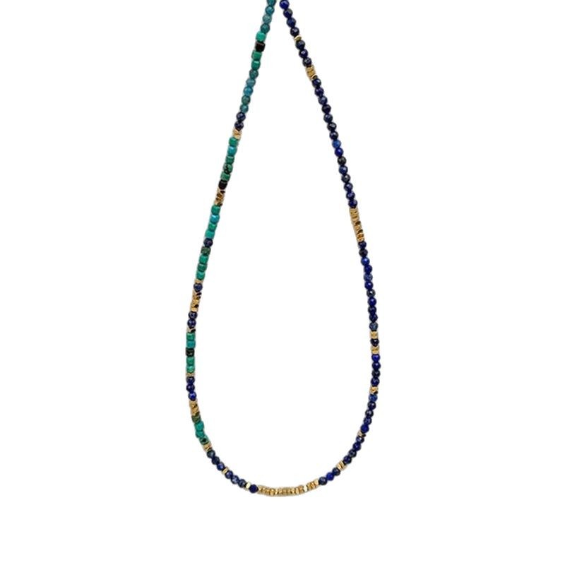 Natural royal lapis lazuli necklace turquoise sugar cube broken silver锁骨链 new Chinese style multi-purpose pendant niche women