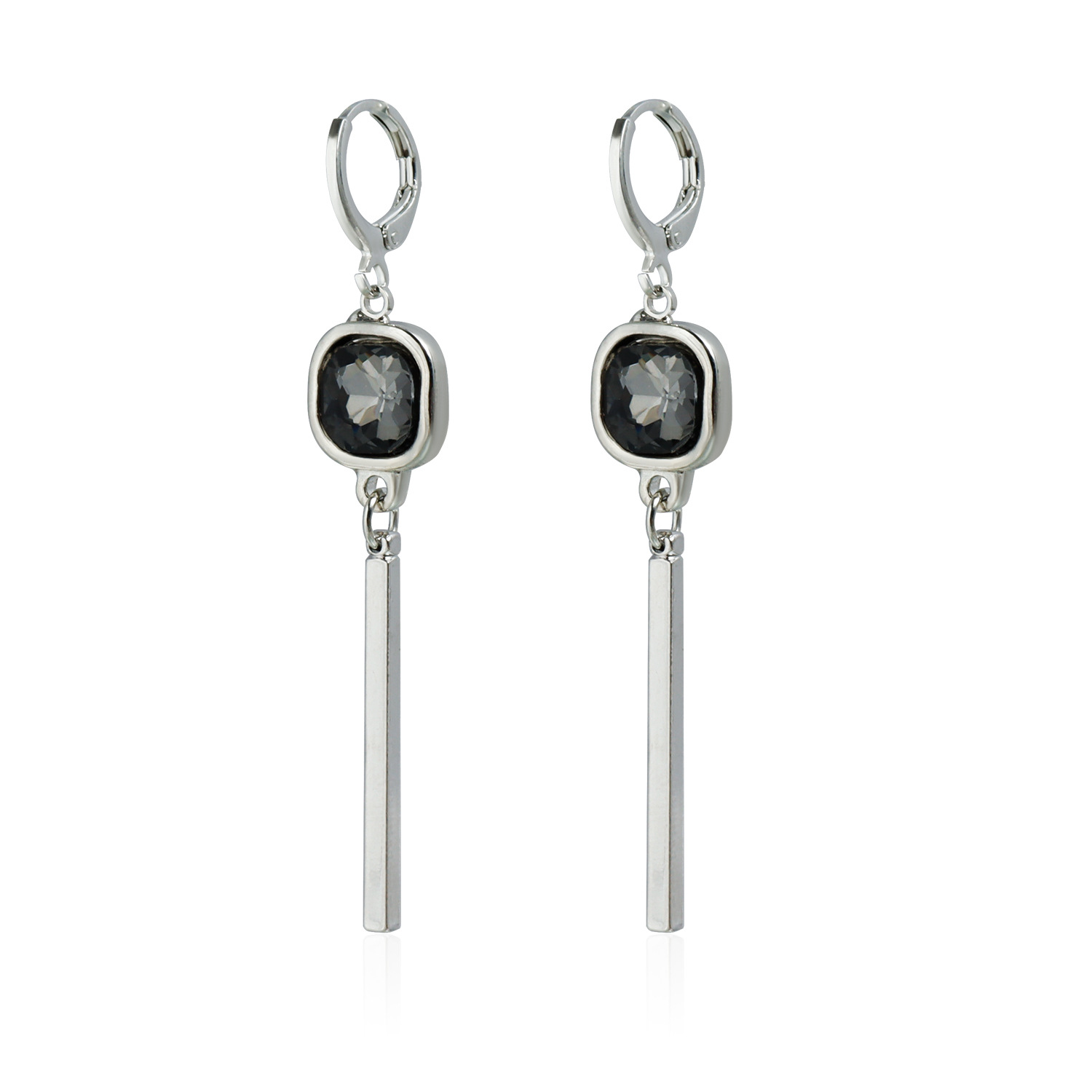 Accessories Minimalist Geometric Square Black Diamond Necklace for Women Small Set