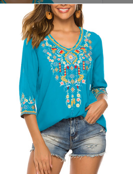 Spring/Summer 2026 Women's New Embroidered Loose-Fit Shirt for Overseas
