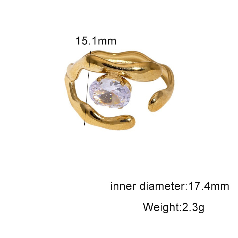 18k gold-plated titanium steel open ring stainless steel ring hand jewelry