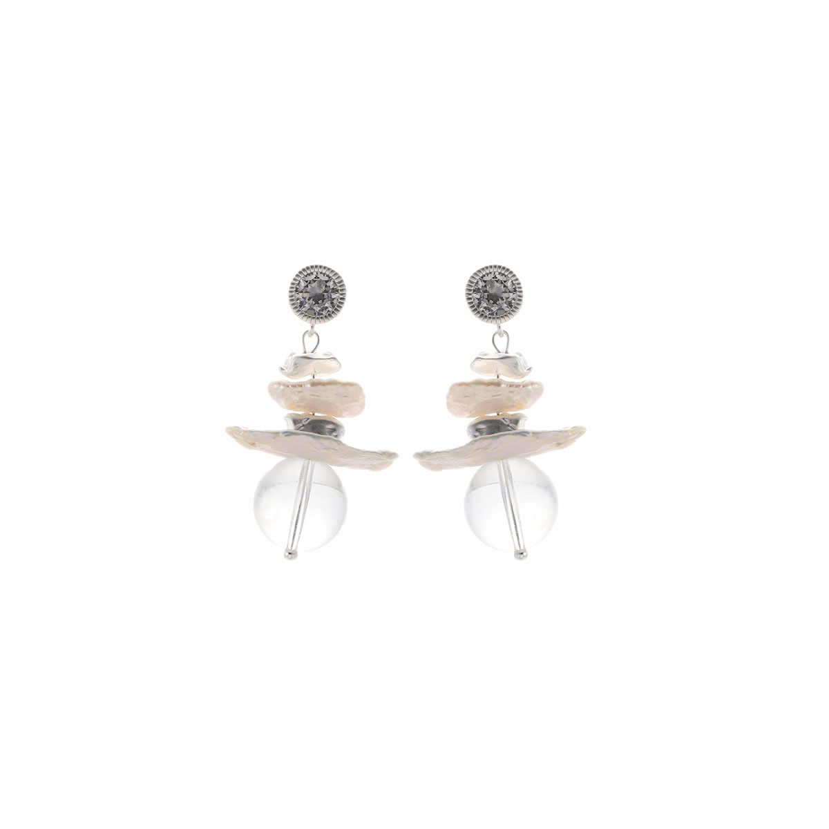 NALA Shell Crystal Earrings Women S925 Silver Needle Commute Earrings