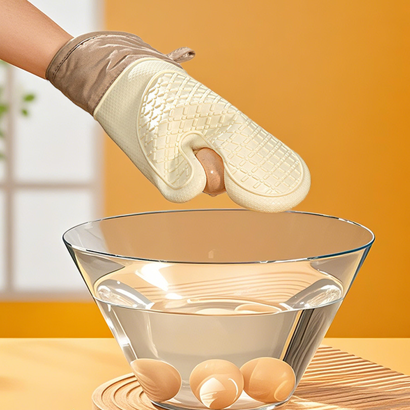 Heat-resistant gloves, thickened silicone, high temperature resistant, anti-slip, anti-heat, oven microwave kitchen baking tools