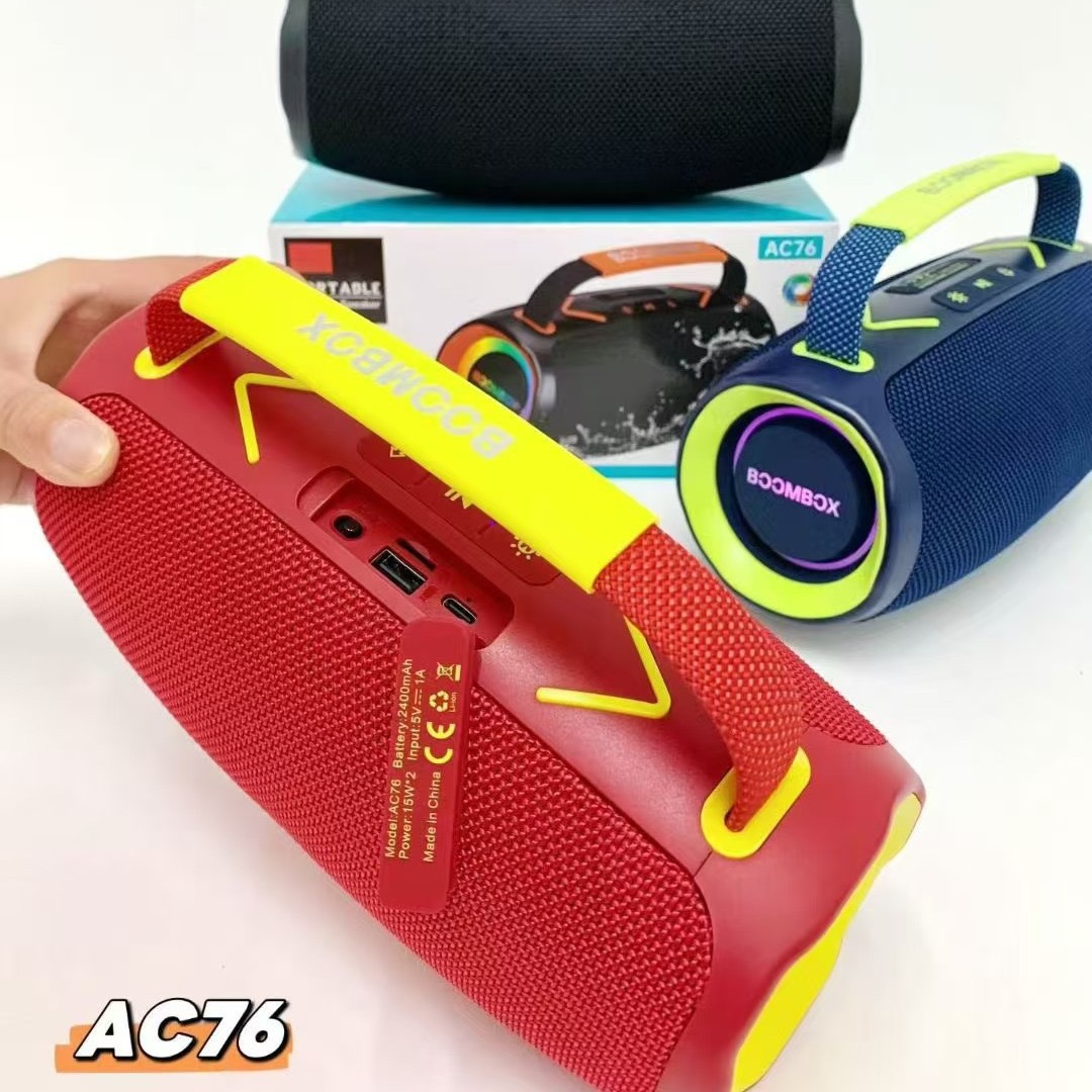 New product AC76 dual speaker portable Bluetooth speaker outdoor 30W high-power subwoofer portable RGB light audio