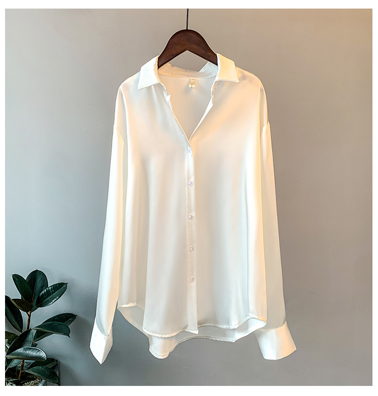 Long Sleeve Satin Shirt Women Niche 2024 Spring/Summer Sun Protection Hong Kong Style Blouse Top