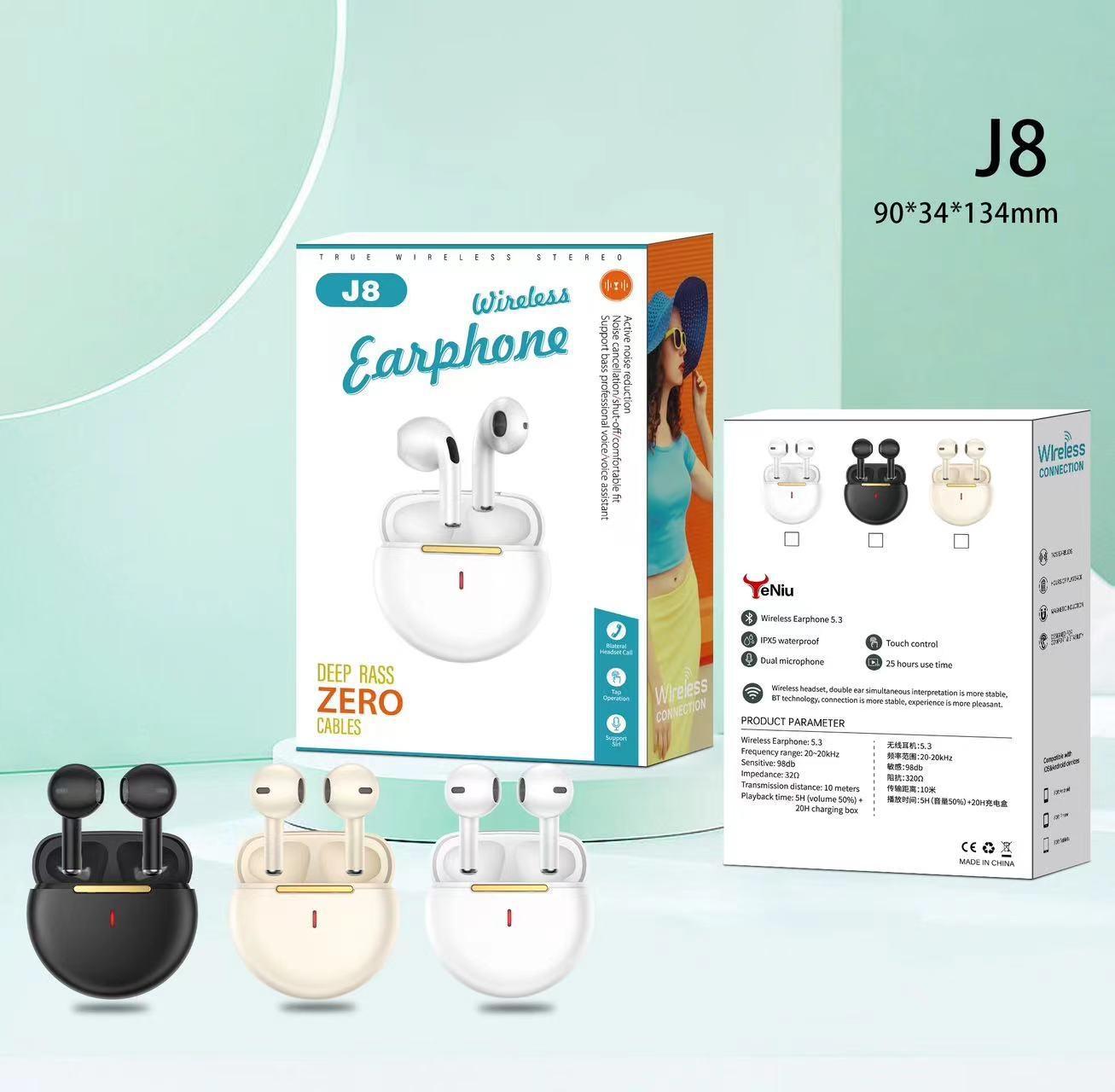 J8 Bluetooth earphone J series wireless earphone J5 HD sound quality digital display J23 transparent case J38 couple J15