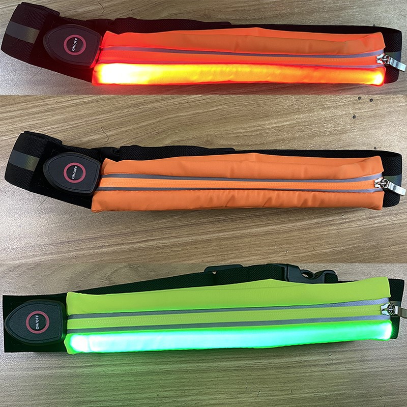 Outdoor Running Sports LED Light Waist Bag Running Waist Bag Men Women Phone Bag Portable USB Light Bag