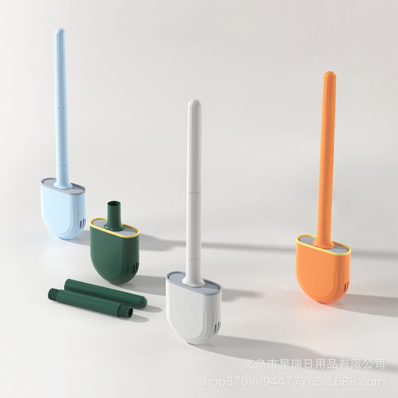 Mini Silicone Toilet Brush, Household No-Dead-Angle Toilet Cleaning Brush, Wall-Mounted, Detachable Bathroom Brush