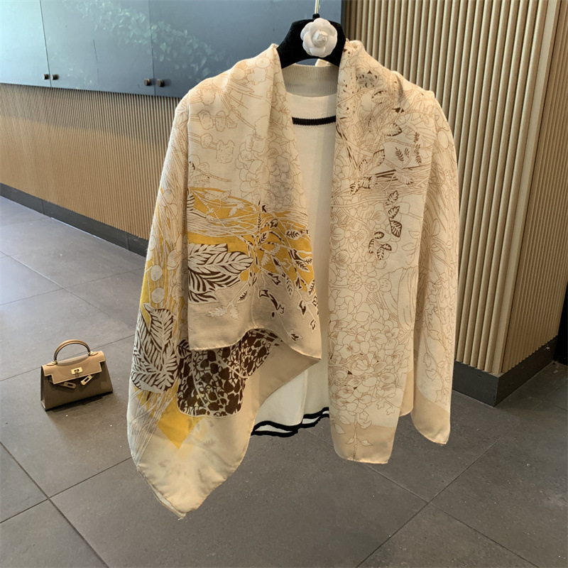 130cm cotton-linen large square scarf for women, summer air-conditioned room outer layer large shawl, spring and autumn thin new sunscreen scarf