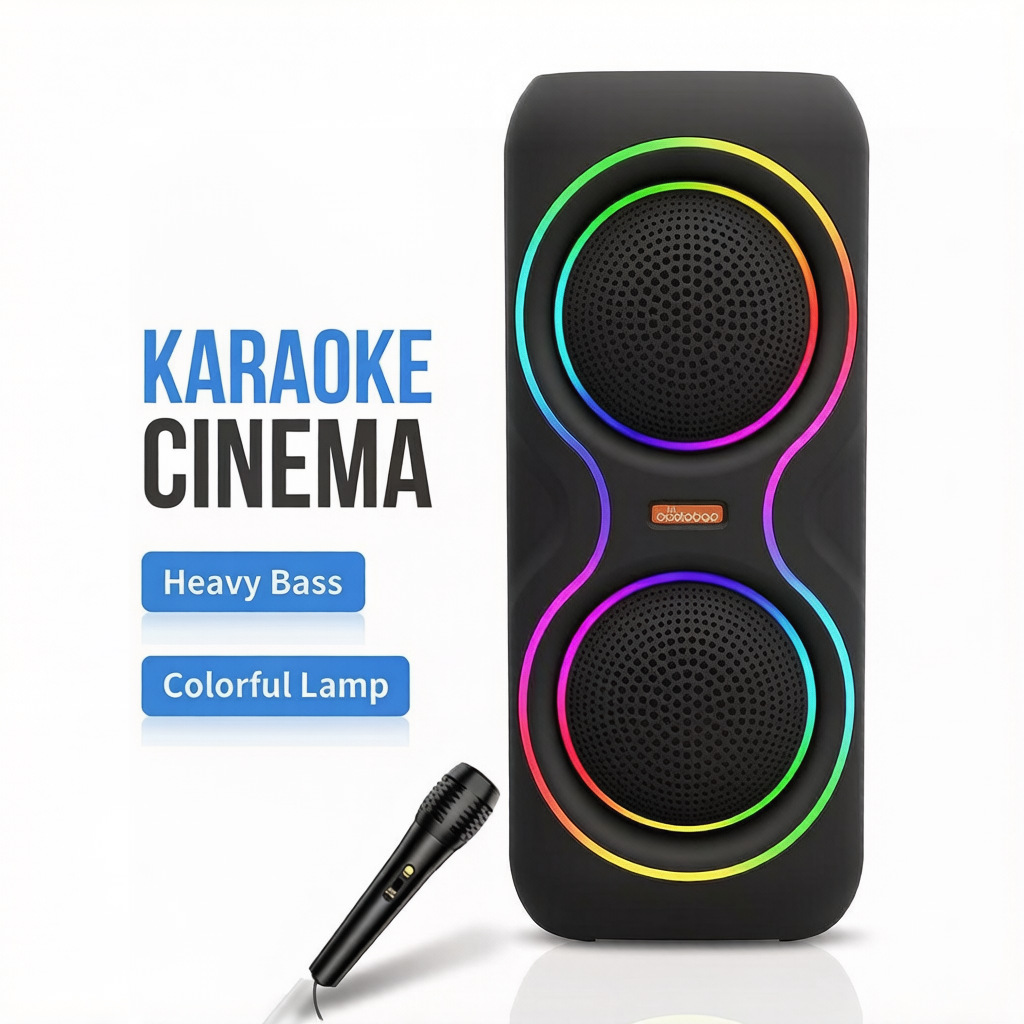 2026 New Dual 8-inch Colorful Bluetooth Speaker, Colorful Light/USB/FM/MIC/Knob/TWS Multifunctional