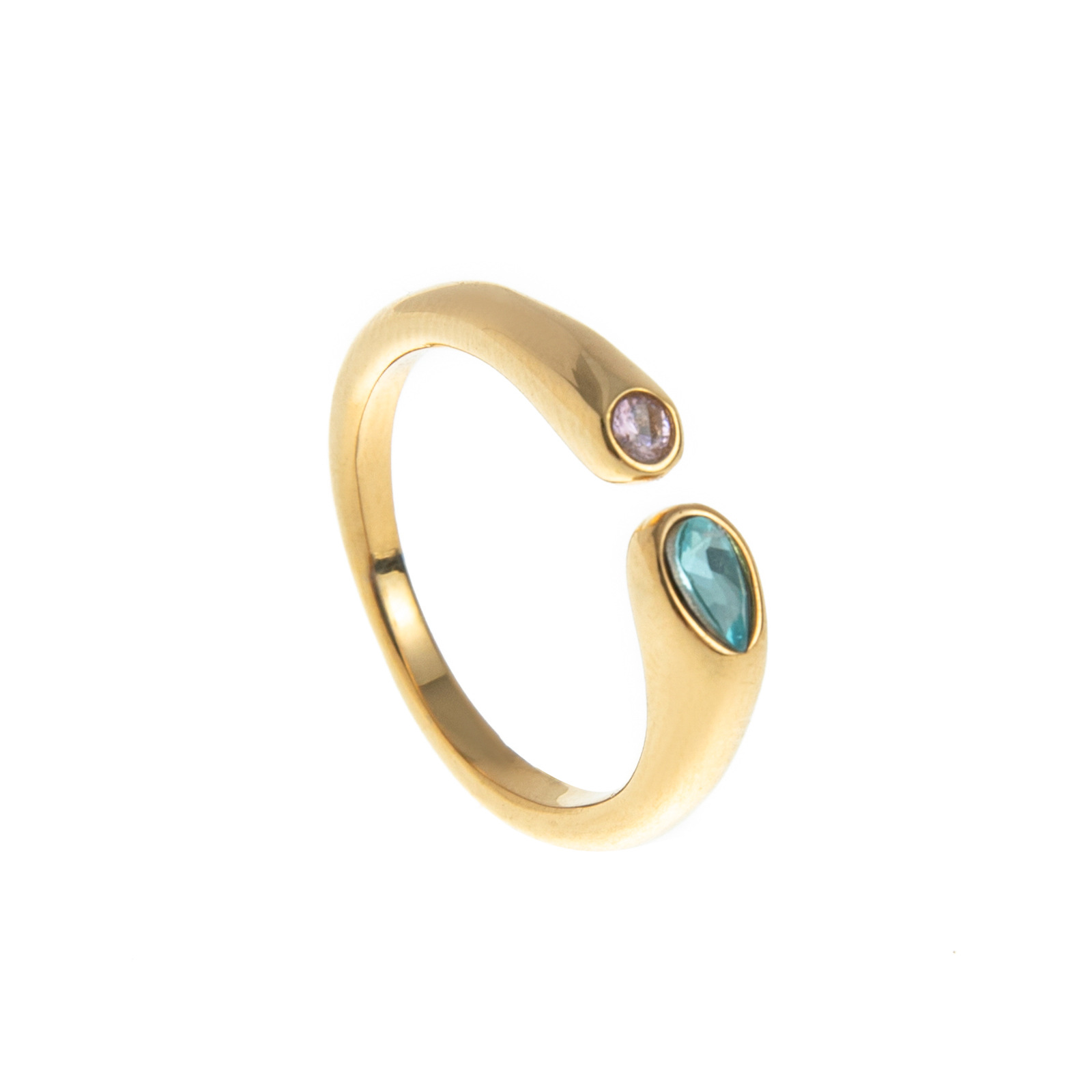 Stainless steel December birthstone ring 12-month birthstone ring vacuum electroplated 18k real gold