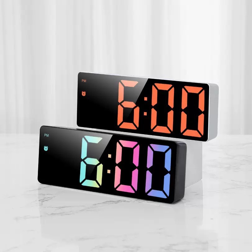 Mirror Clock Alarm Clock Desktop Silent Smart Clock Time Display Monitor Bedroom Digital Electronic Clock Ornament