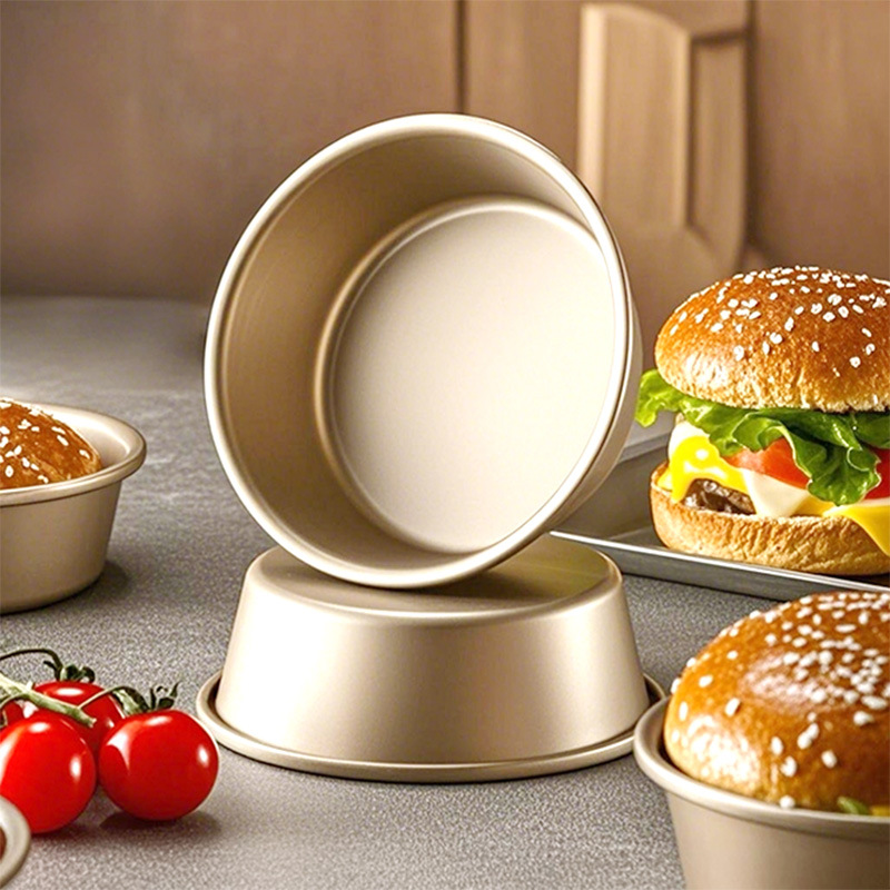 4 inch gold non-stick hamburger mold mini hot dog bread cheese cheesecake small cake mold tool round