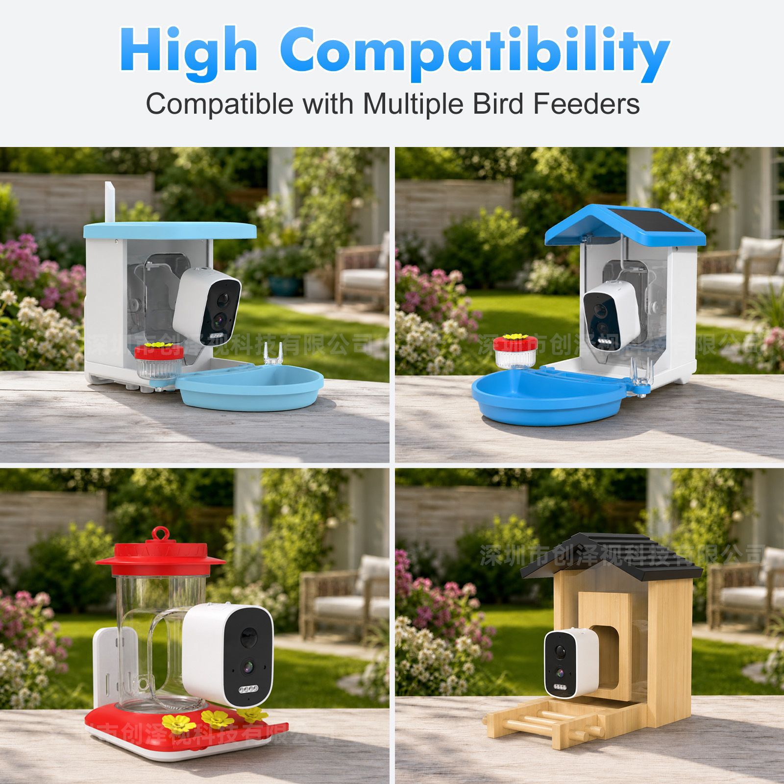 5MP Smart Bird Feeder Camera AI Bird Recognition Wireless Tuya icsee Solar Surveillance