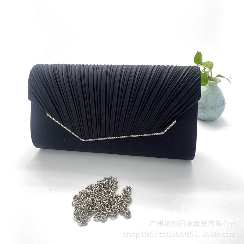 Evening bag pleated clutch dress bag crossbody single shoulder bag bride bag banquet bag