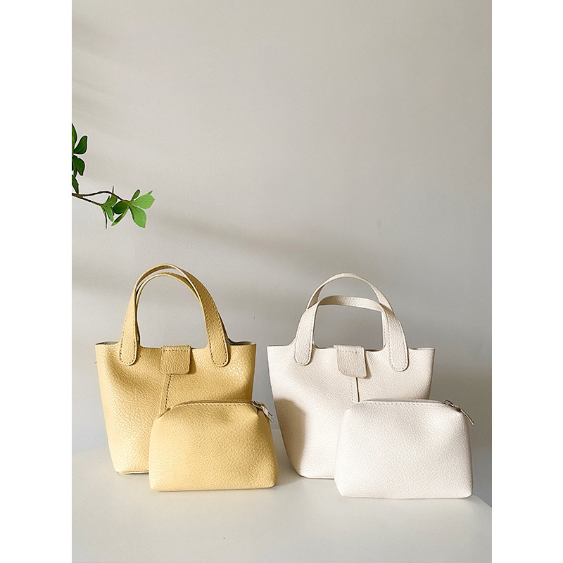 Women Bag PU Soft Leather Handheld Small Bag 2025 Summer New Casual Bucket Bag Single Shoulder Crossbody Bag